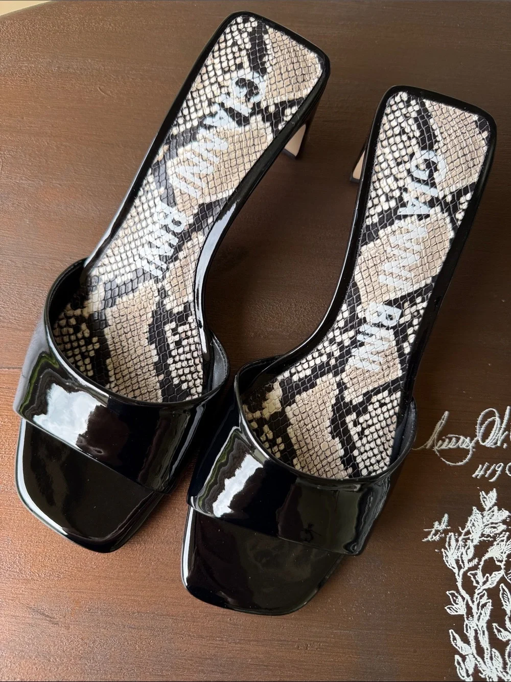 Gianni Bini Stacilie Patent Slide Mules